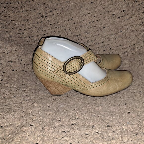 JOHN FLUEVOG-Getups-Eureka-Green Leather/Stitching-Mary Janes-Sz 7-Very Good - Picture 6 of 9